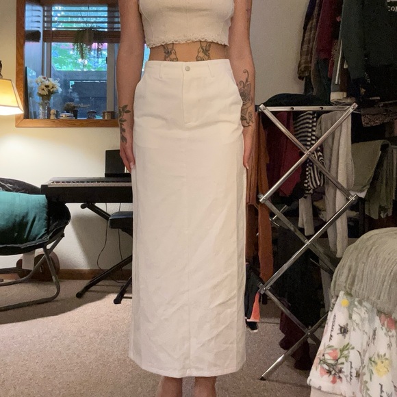 new commense white denim maxi skirt - Picture 1 of 3